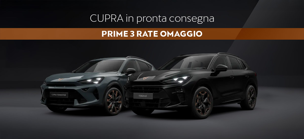 CUPRA Formentor e Terramar in pronta consegna con 3 rate in omaggio